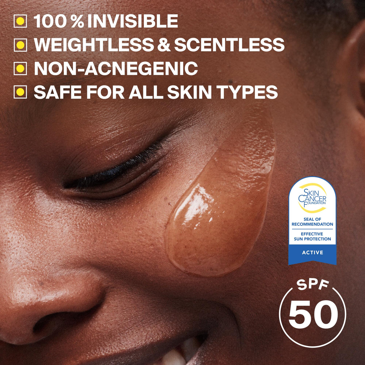 Supergoop! close-up gel swirl highlighting invisible, non-greasy formula