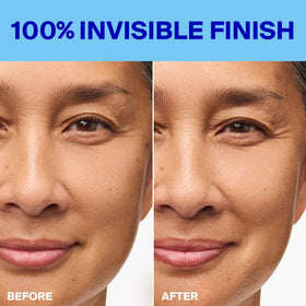 Supergoop! stick applied over makeup demonstrating minimal transfer