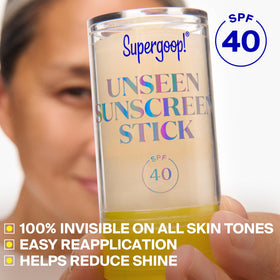 Supergoop! stick texture close-up highlighting smooth, invisible finish
