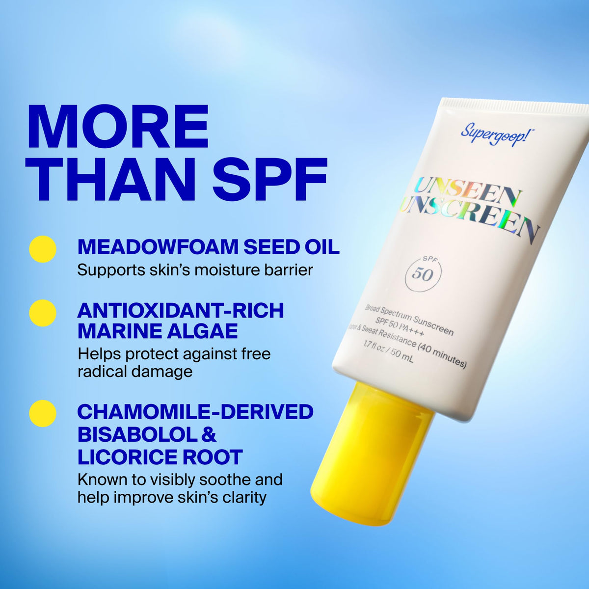 Supergoop! Unseen next to travel pouch illustrating pocket-friendly size
