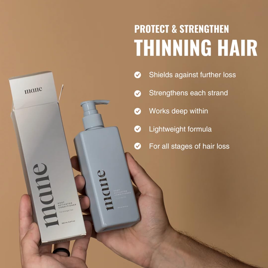 Superior Mane product in hand for scale showing portable 250ml size advantage