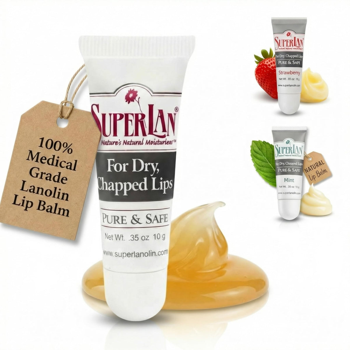 superlan front packaging showing compact balm and clean branding benefit travel-ready