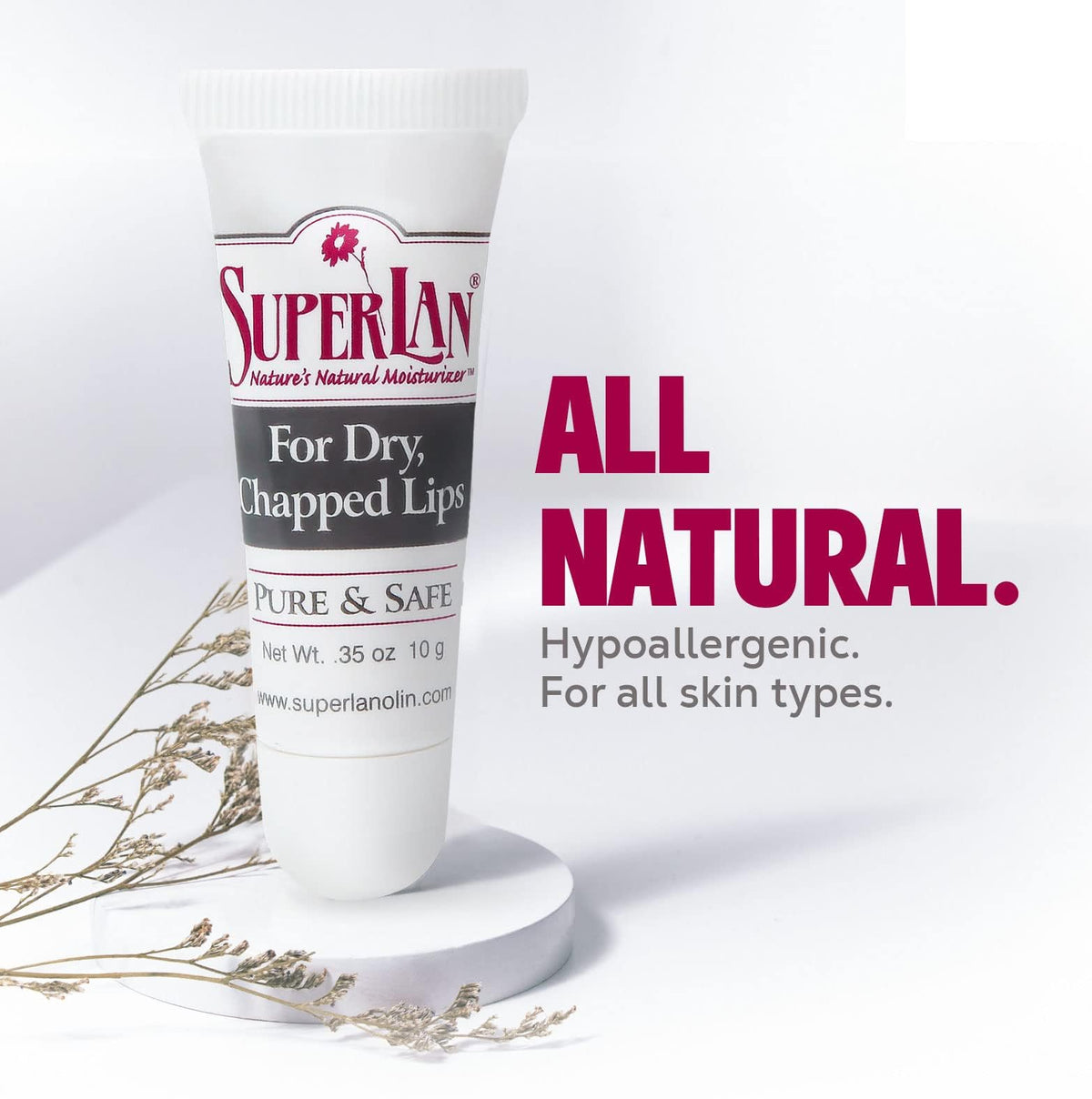 superlan tube in a pocket showing portable, on-the-go moisturization