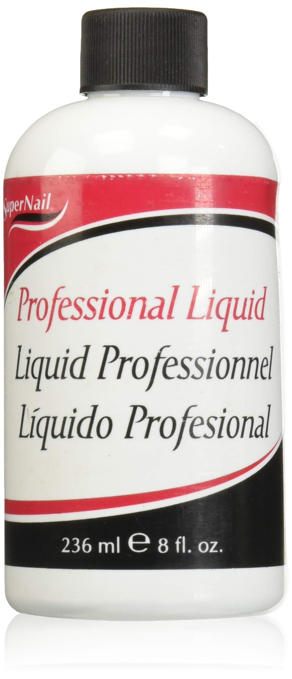 SuperNail bottle front label showing 8 fl oz and professional acrylic benefits