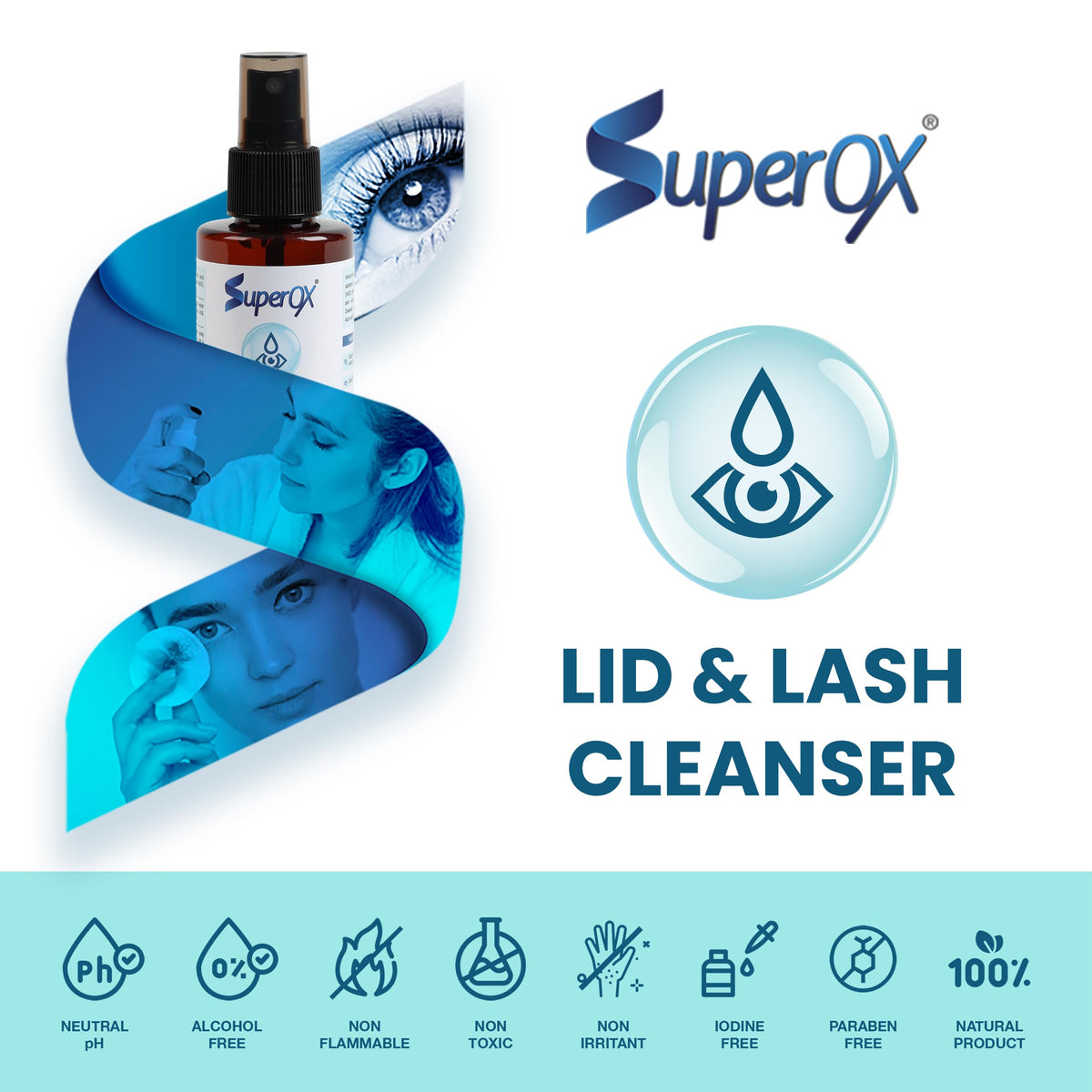 Superox bottle on bathroom vanity in routine setting demonstrating daily-use convenience