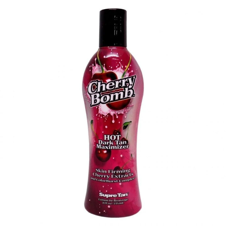 Supre Cherry Bomb front packaging showing bottle and cherry design, highlights rich fragrance