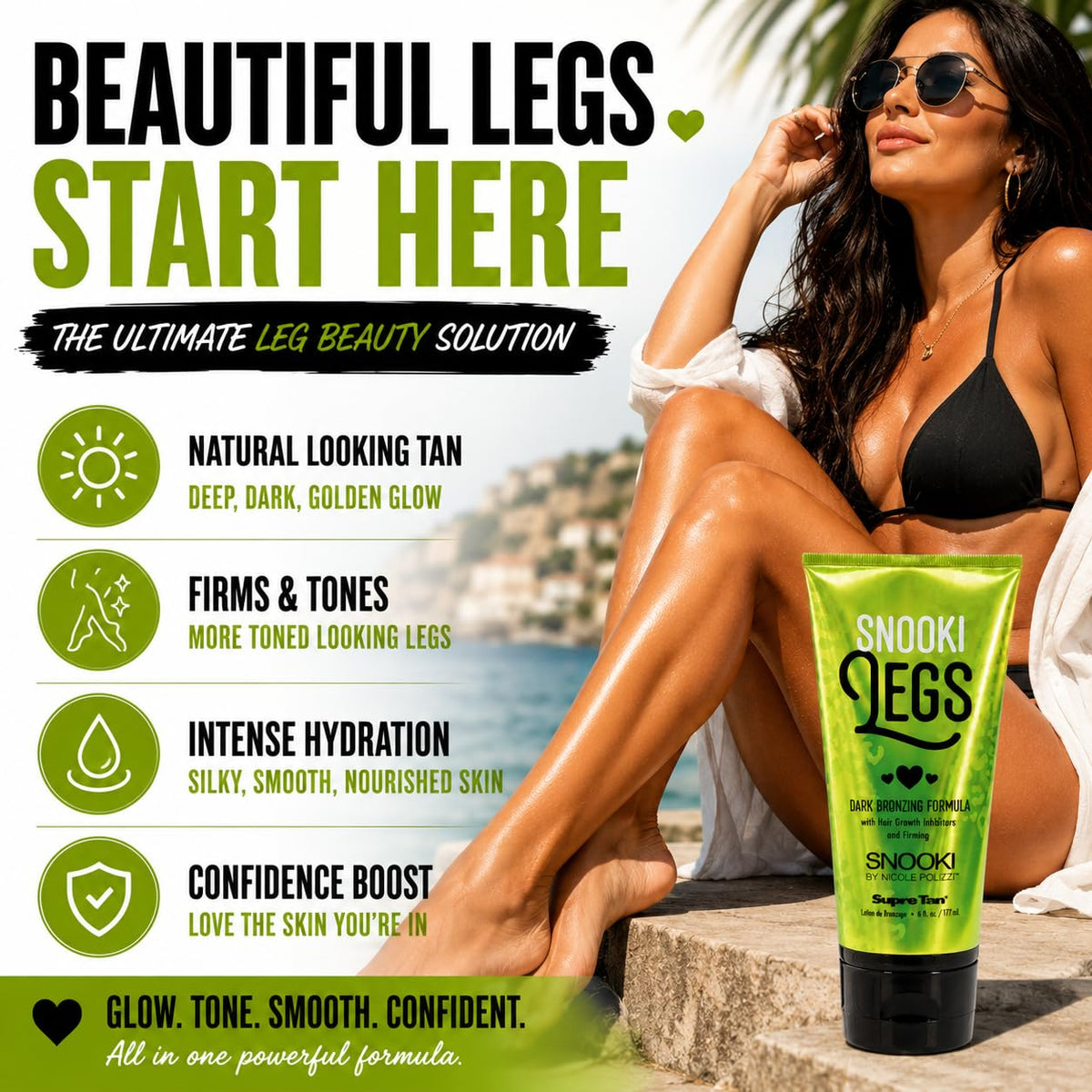 Supre Snooki on beach-ready legs highlighting firmer appearance and glow