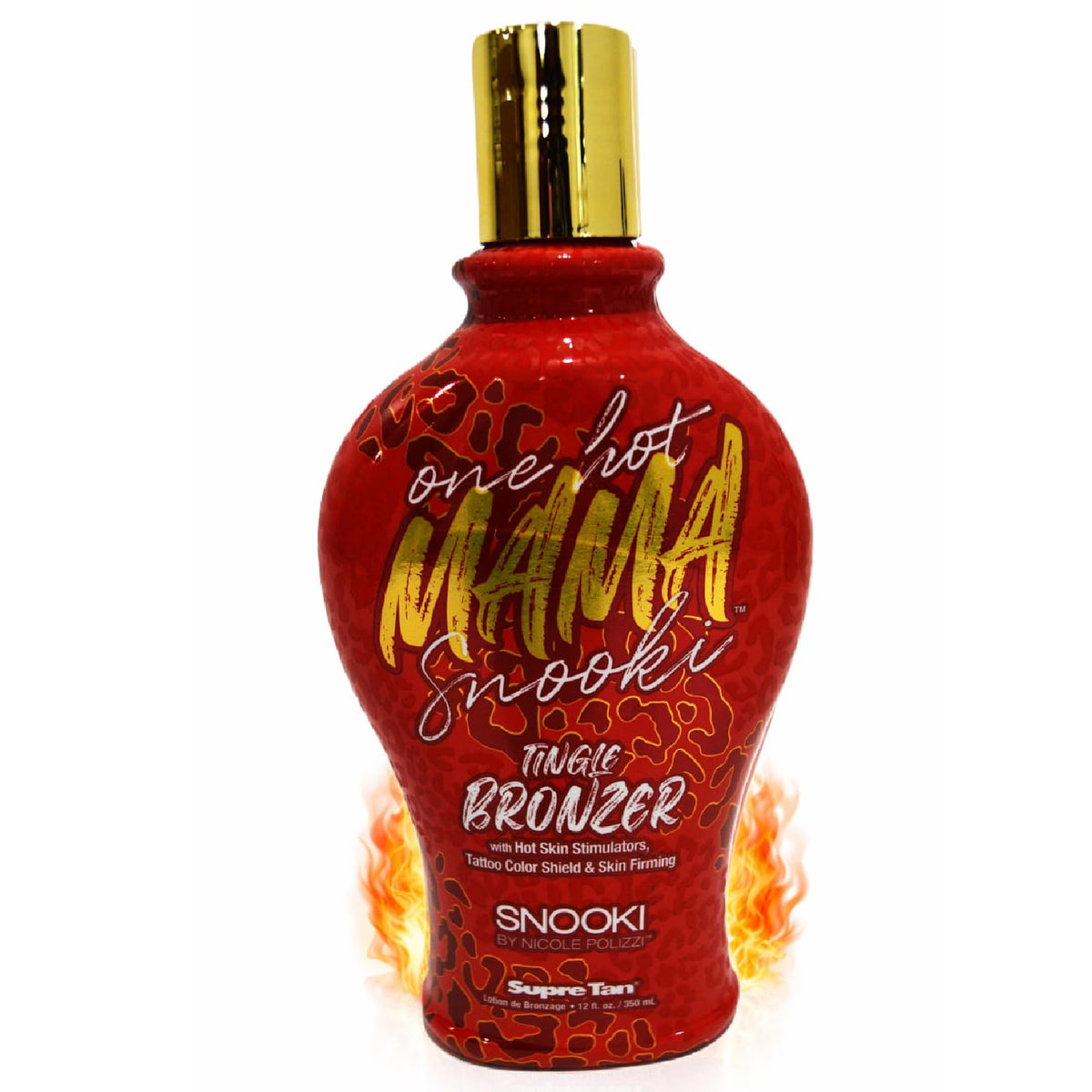 Supre Snooki front packaging showing bottle and bold bronzer branding, quick product ID benefit