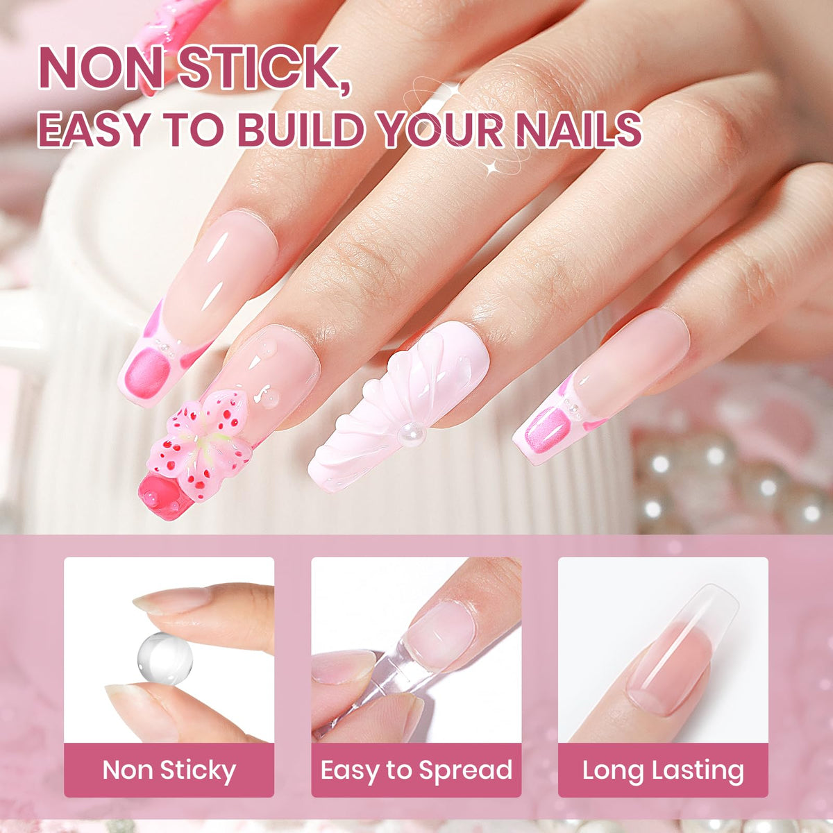 SUPWEE finished French and ombré hard gel extensions showcasing durable salon-style results