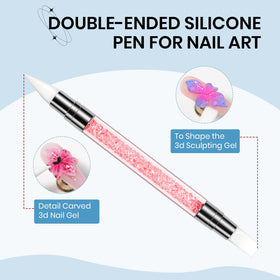 SUPWEE finished manicure with 3D floral accents, illustrating salon-quality textured results