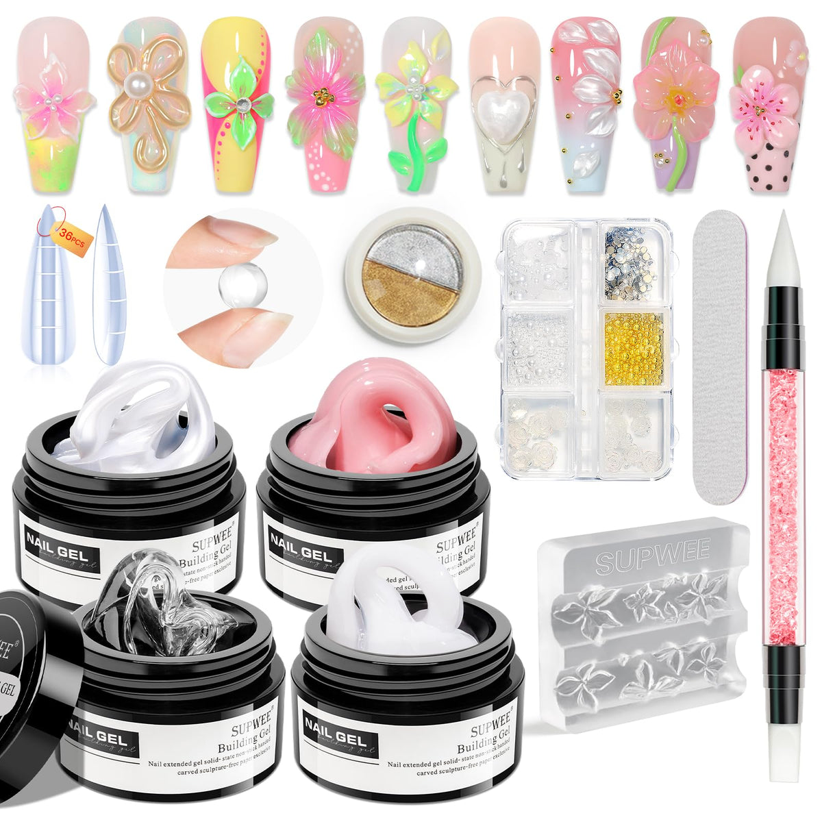 SUPWEE front jars showing product packaging and color options for easy selection
