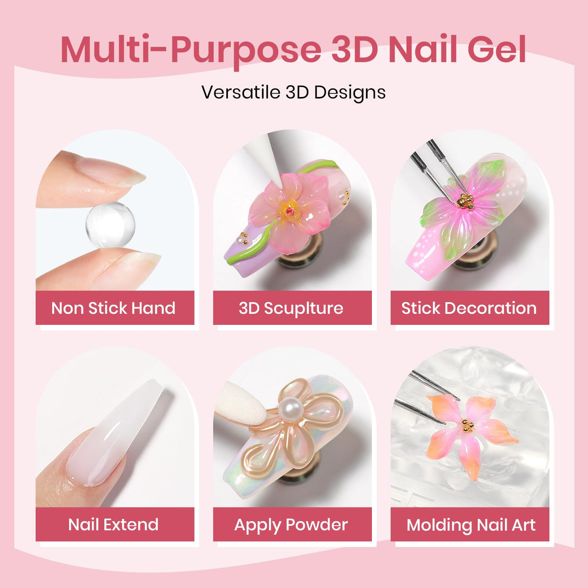 SUPWEE gel pressed into a silicone mold creating uniform 3D charms for nails