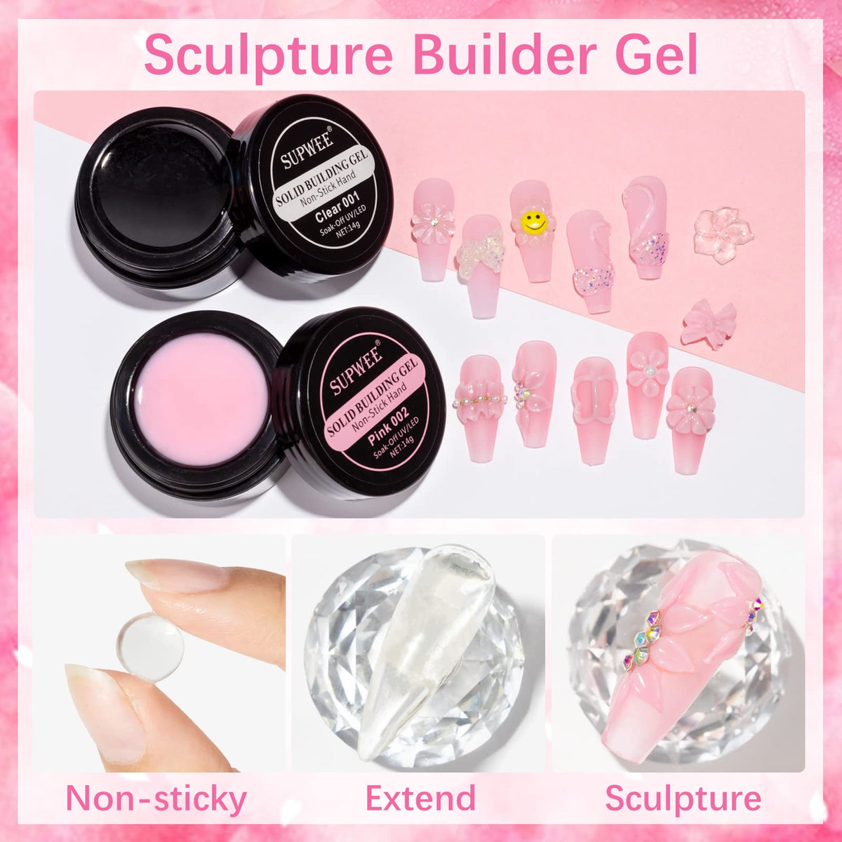 SUPWEE gel placed on a dual form mid-sculpt to illustrate shaping advantage