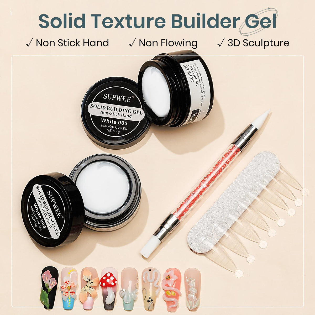 SUPWEE closeup of white gel texture for precise sculpting