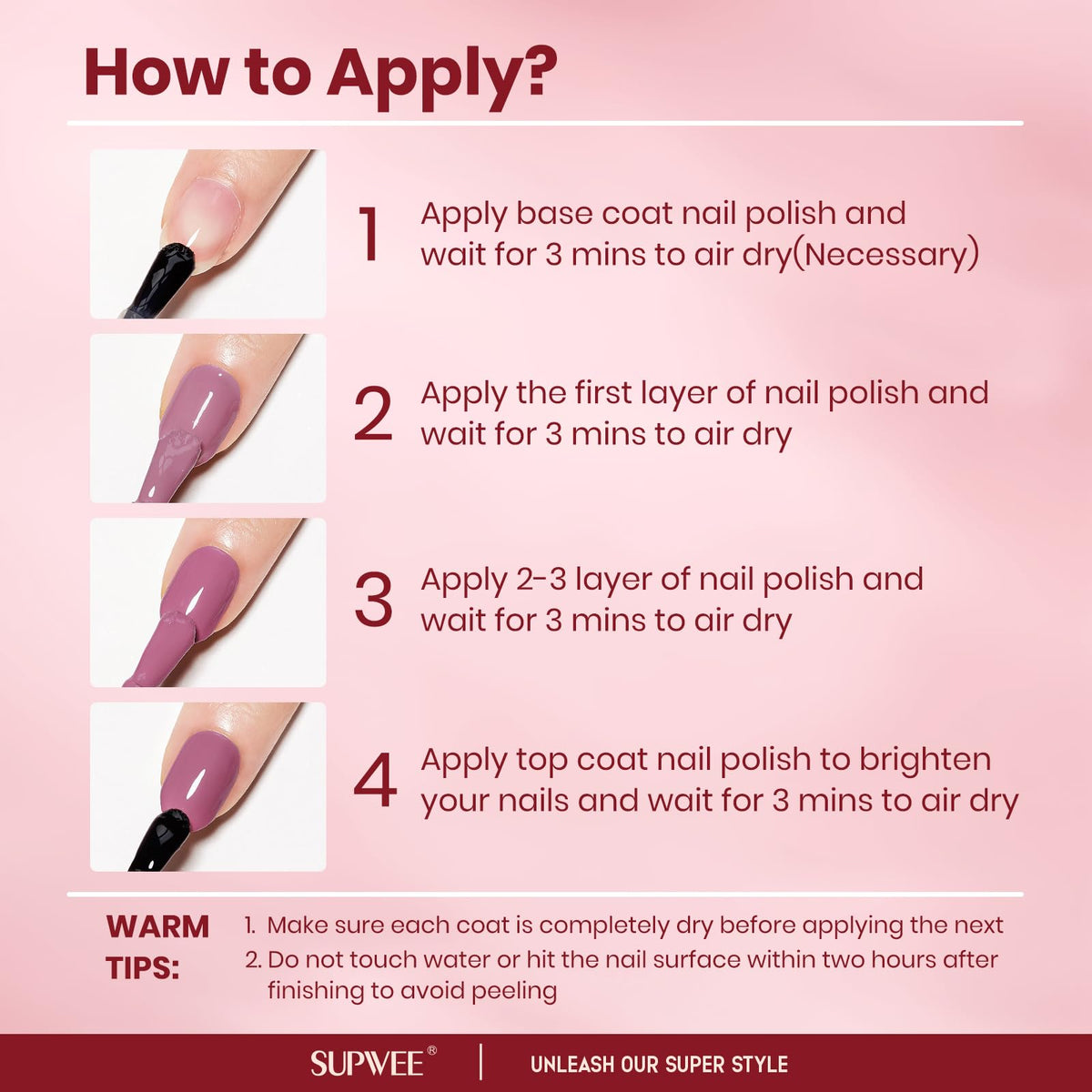 SUPWEE close-up of glossy finished nail showing high-shine result