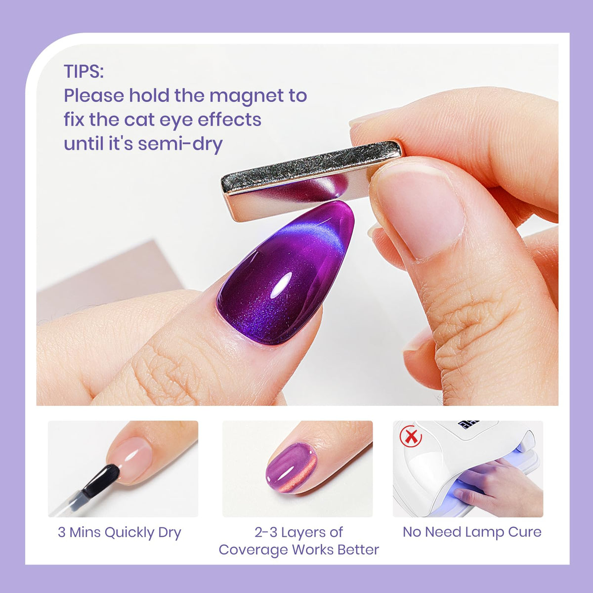 SUPWEE magnet held over wet polish creating cat eye stripe with precise control