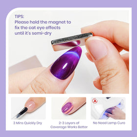 SUPWEE magnet held over wet polish creating cat eye stripe with precise control