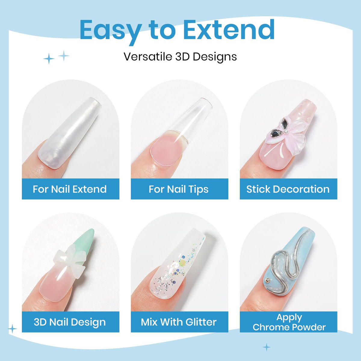 SUPWEE 24 nail extension molds arranged showing precise shaping help