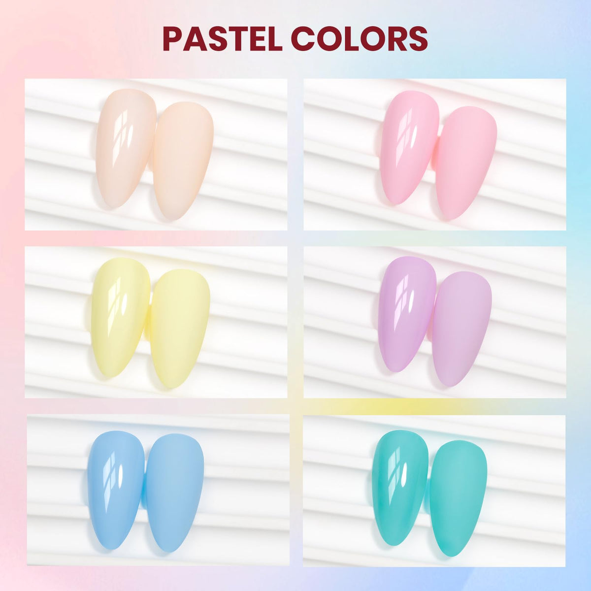 SUPWEE color swatch cards displaying pink yellow purple blue green shades