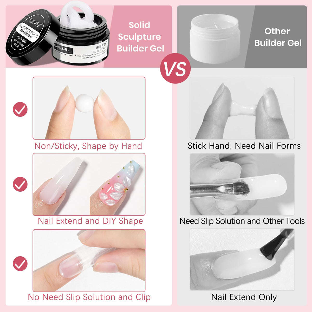 SUPWEE sculpting tool picking up gel for clean placement and beginner-friendly control