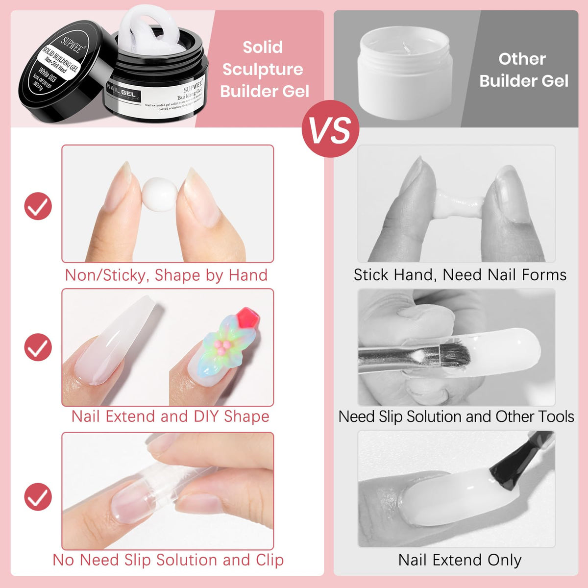 SUPWEE white gel close-up texture for precise carving and shaping
