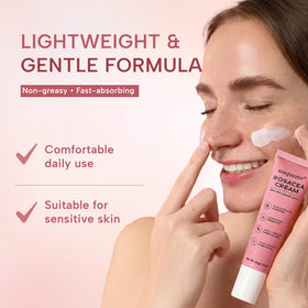 suquato being applied to cheek illustrating redness-reducing treatment use