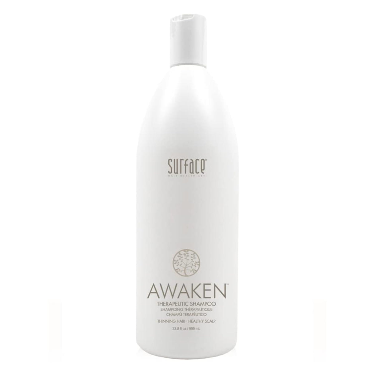 SURFACE front bottle showing label and size, highlights natural formula benefit