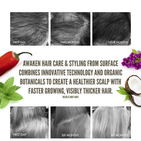 Surface elixir being misted on damp scalp before shampooing