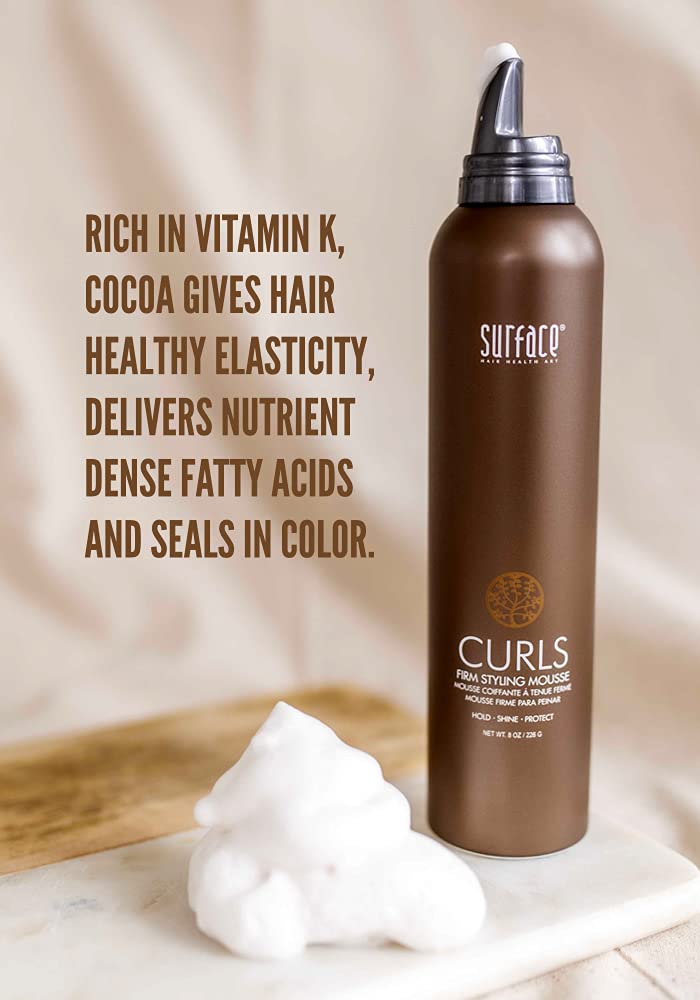 SURFACE mousse used with diffuser showing enhanced curl definition