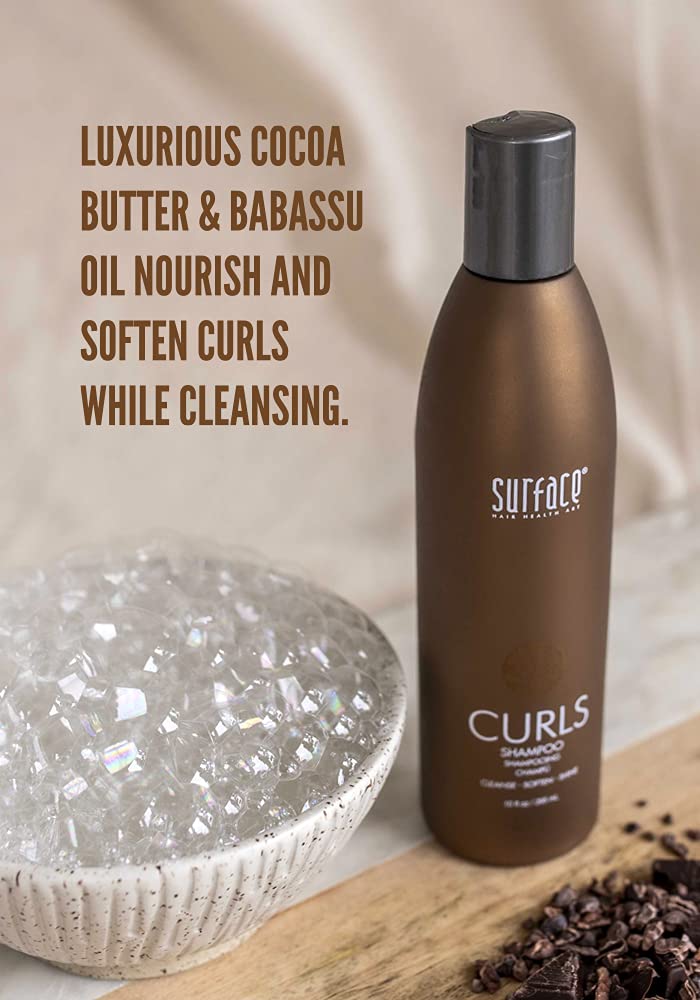 SURFACE rich lather close-up demonstrating moisturizing foam for curls
