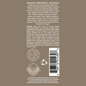 SURFACE shampoo pump and label highlighting gentle cleansing benefit