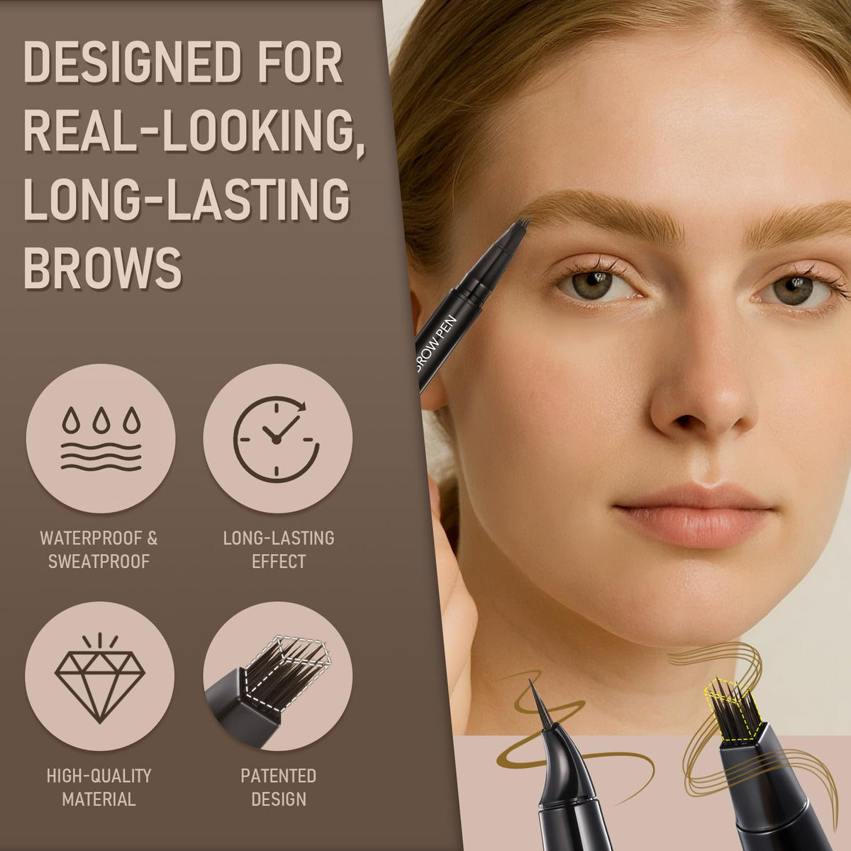 SUSIKEKI 4D Brow-Fection brush close-up showing hairlike stroke precision