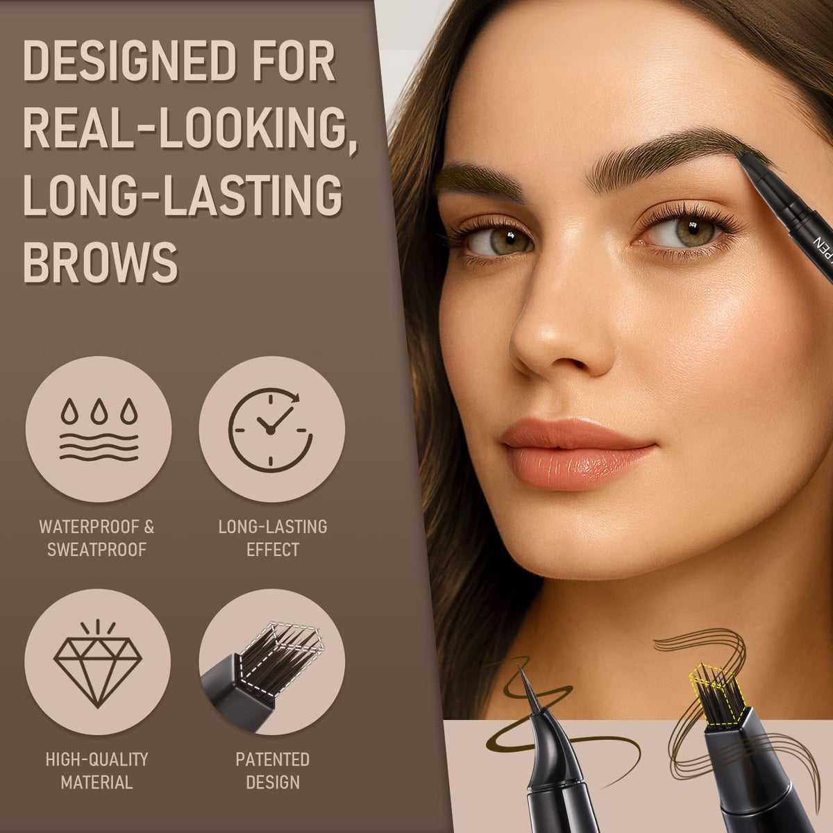 SUSIKEKI before and after brows showing natural fill and realistic texture
