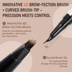SUSIKEKI close-up of 4D Brow-Fection brush showing lifelike hair stroke capability