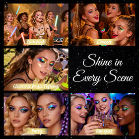 SUSIKEKI modeled festival eye look demonstrating shimmer and long-wear