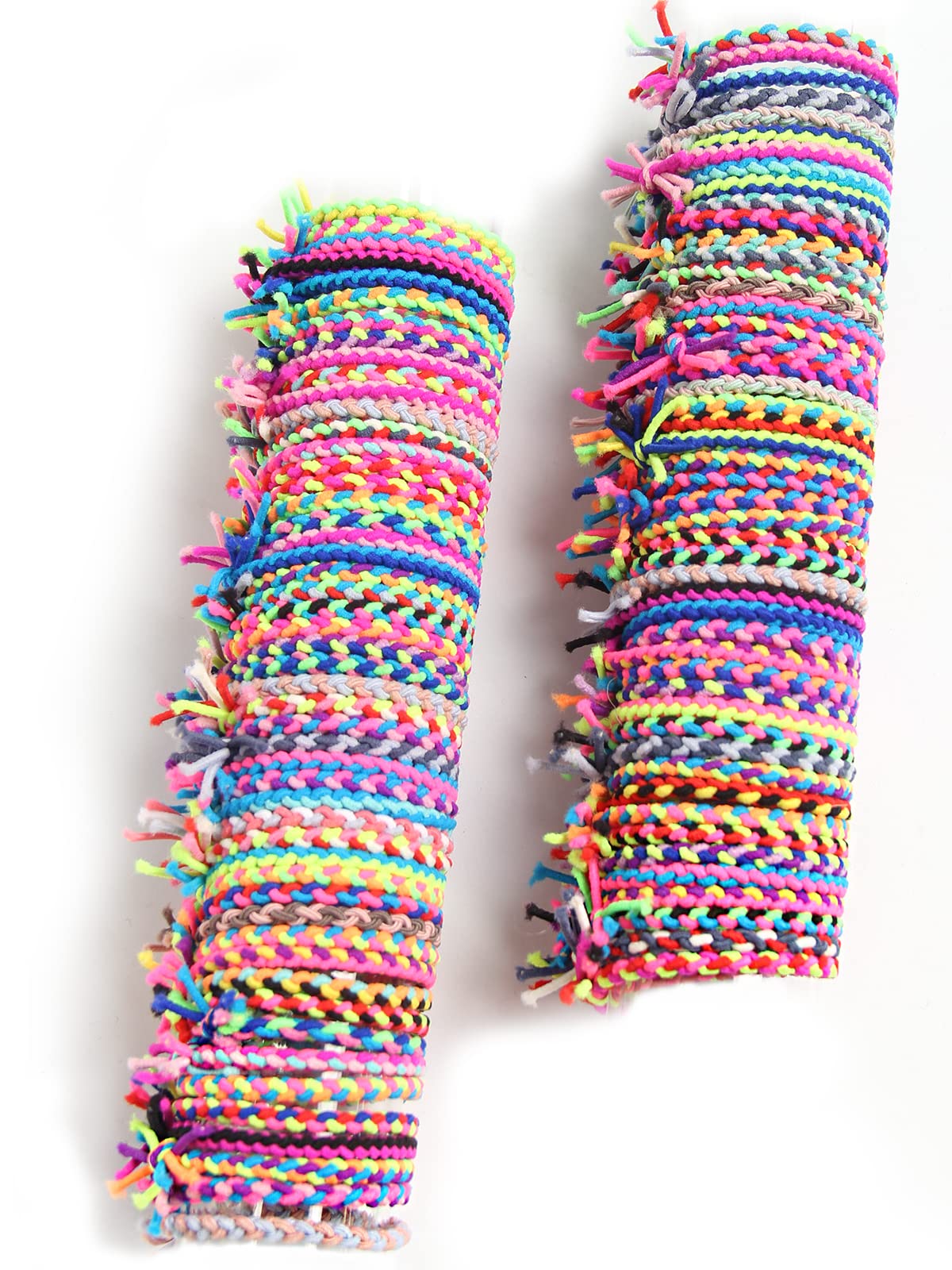SUSULU front pack of 100 braided hair ties showing quantity and colorful variety for convenience