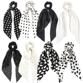 SUSULU front view of black and white scrunchie pack showing colors and count