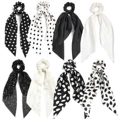 SUSULU front view of black and white scrunchie pack showing colors and count