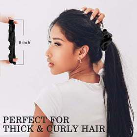 SUTHIA scrunchie securing thick curly ponytail for reliable non-slip hold