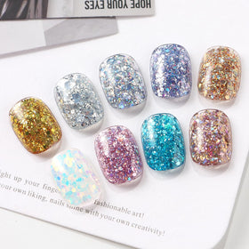 SUTOZMIWE multiple swatches on display showing color range and holographic effect
