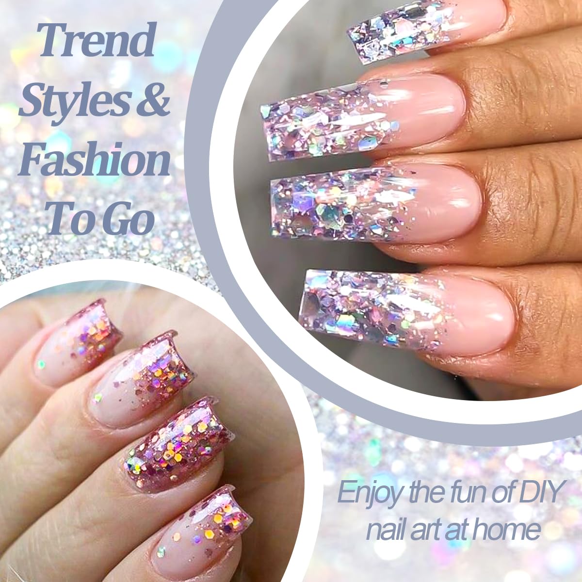 SUTOZMIWE extreme close-up of holographic glitter texture showing sparkle detail