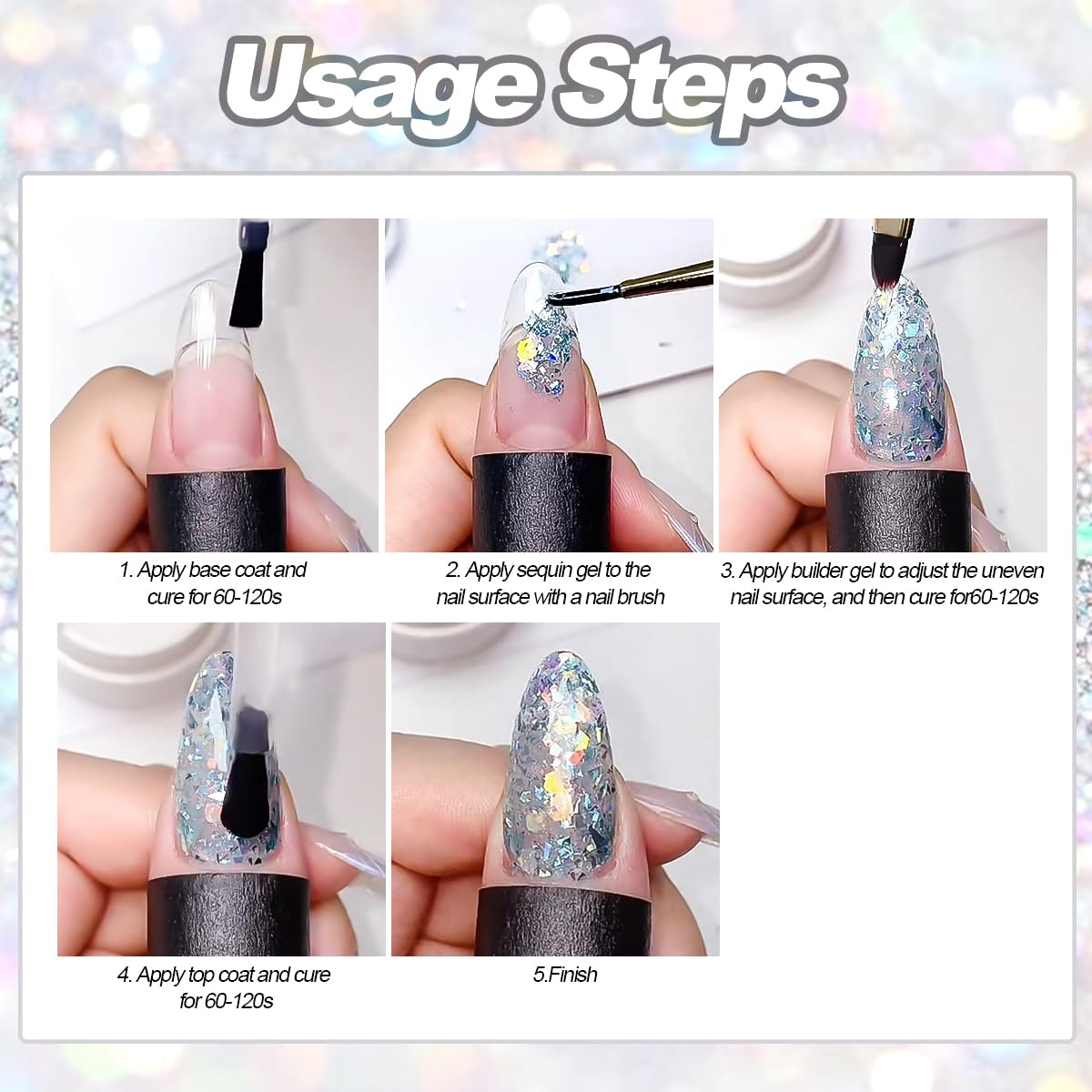 SUTOZMIWE finished manicure at a party highlighting long-lasting sparkle