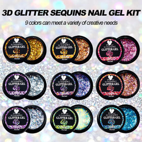 SUTOZMIWE opened box with visible 5ml glitter gel bottles ready to use