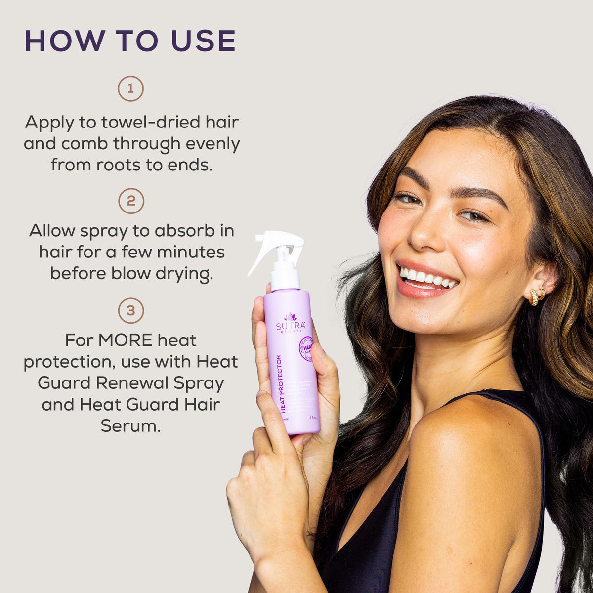 SUTRA before and after on frizzy hair showing smoother, shinier results
