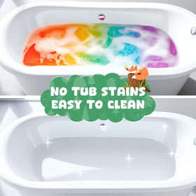 SUYFEIFAN kids watching foam explosion in tub enjoying engaging bath-time science