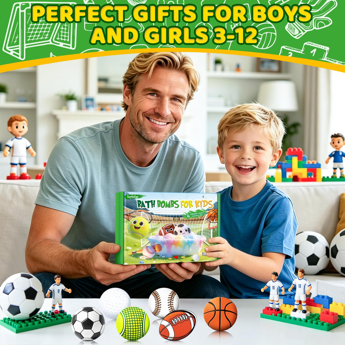 Suyfeifan bath bomb in child's hand showing compact gift-friendly size