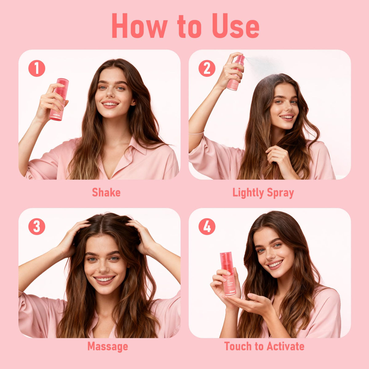 SUYSUNY lifestyle image of woman using dry shampoo for volume