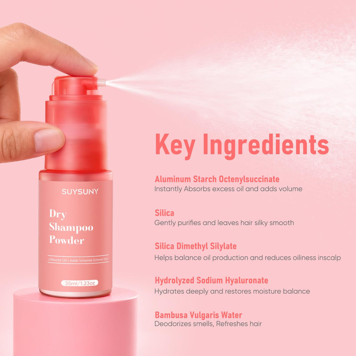 SUYSUNY powder texture close-up illustrating oil absorption and lift
