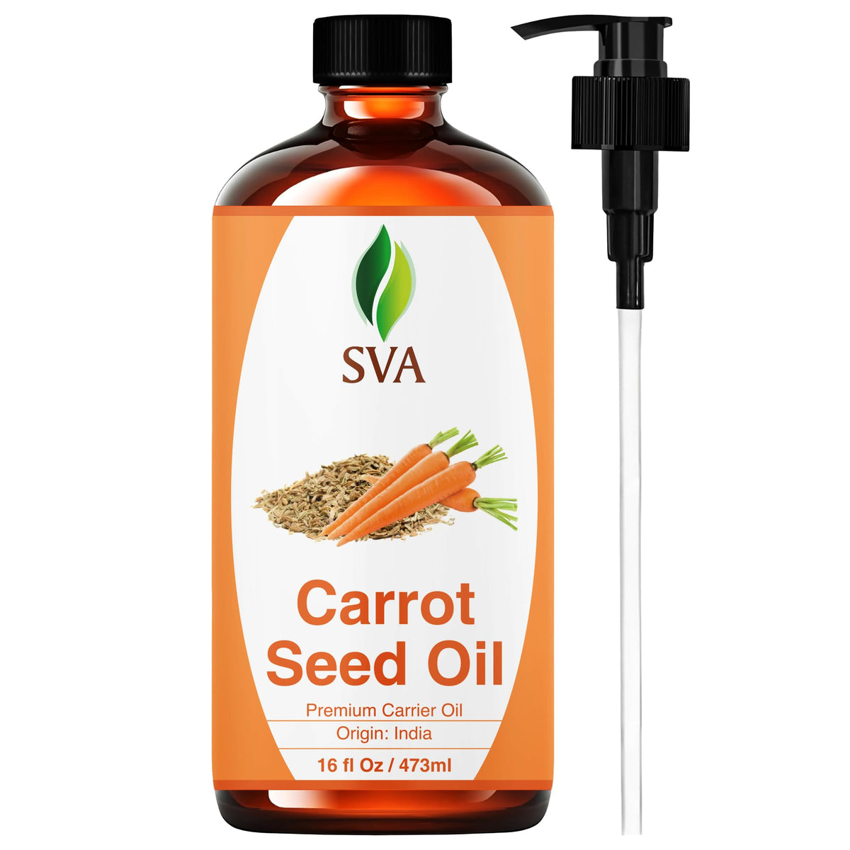 SVA ORGANICS front bottle view showing label and dropper, clear benefit storage