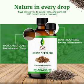 SVA ORGANICS label close-up revealing cold-pressed and preservative-free information benefit